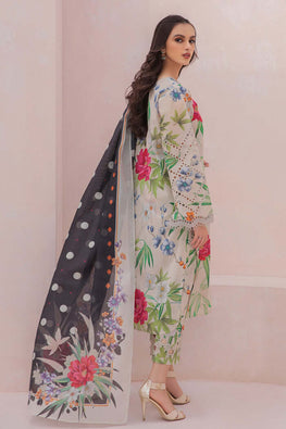 BQ 25-3 Piece Unstitched Digital Printed Lawn Suit ( Fine Printed Silk Dupatta )