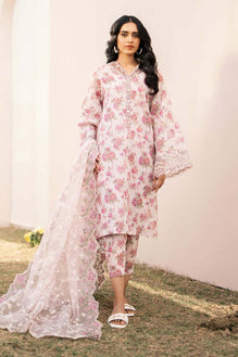 BQ 72-Lawn Stuff 3 Piece Digital Printed Stemped Article With Organza Fully Embroidered Dupatta Extra Patches