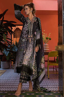 3 Piece Unstitched Embroidered Lawn Suit ( Fine Printed Silk Dupatta )