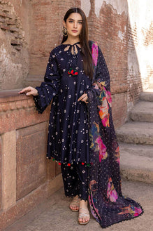 CH 143-3 Piece Unstitched Digital Printed Lawn Suit ( Fine Monaar Silk Zari Dupatta )