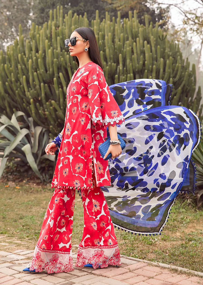 MB 106-Lawn Stuff 3 Piece Digital Printed Stemped Article With Monar Dupatta