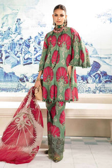 MB 74-Lawn Stuff 3 Piece Digital Printed Stamped Article With Crinkle Chiffon Dupatta Extra Patch