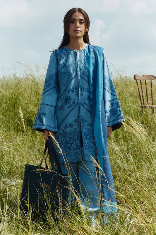 ZS 2555-3 Piece Embroidered Lawn Shirt with Printed Dupatta