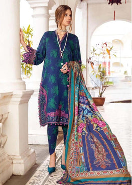 MB 123-3 Piece Unstitched Digital print Lawn Suit With Extra Patches ( Fine Printed Silk Dupatta )