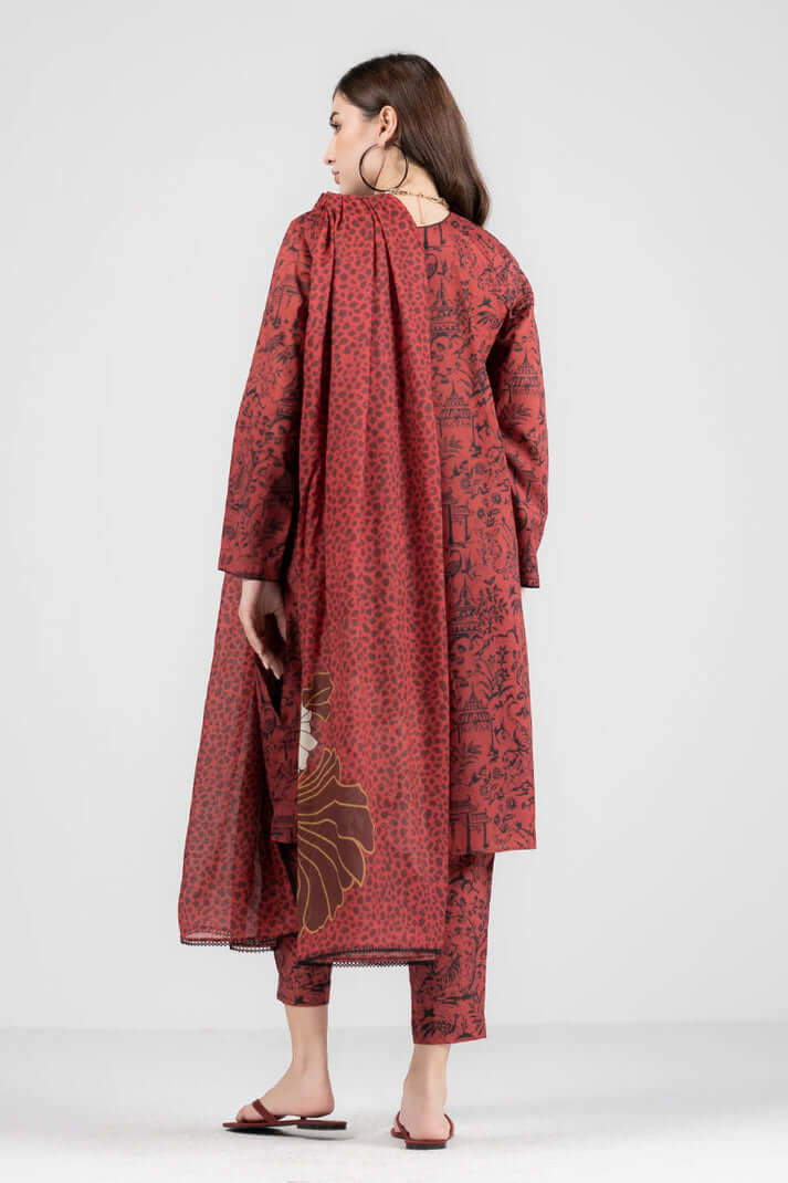 KD 130-3 Piece Unstitched Digital Printed Lawn Suit ( Fine Printed Silk Dupatta )