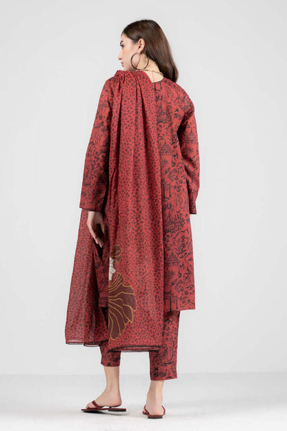 KD 130-3 Piece Unstitched Digital Printed Lawn Suit ( Fine Printed Silk Dupatta )