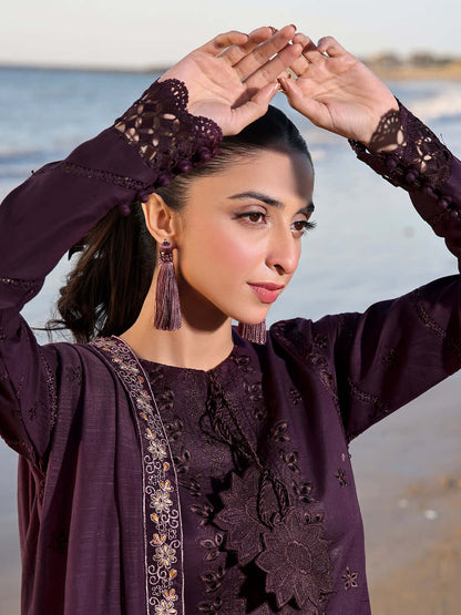 IZ 813L-3 Piece Unstitched Heavy Embroidered Chickan Kari Lawn Suit ( Full Embroidered Lawn Dupatta )