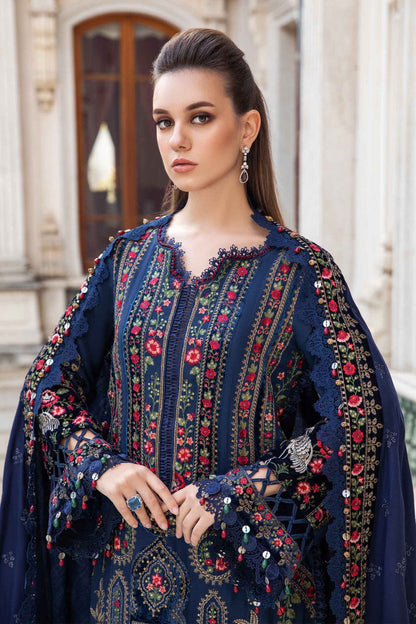 MB 965- 3 Piece Dhanak Embroidery Suit With Four Sides Embroidery Dhanak Shawl