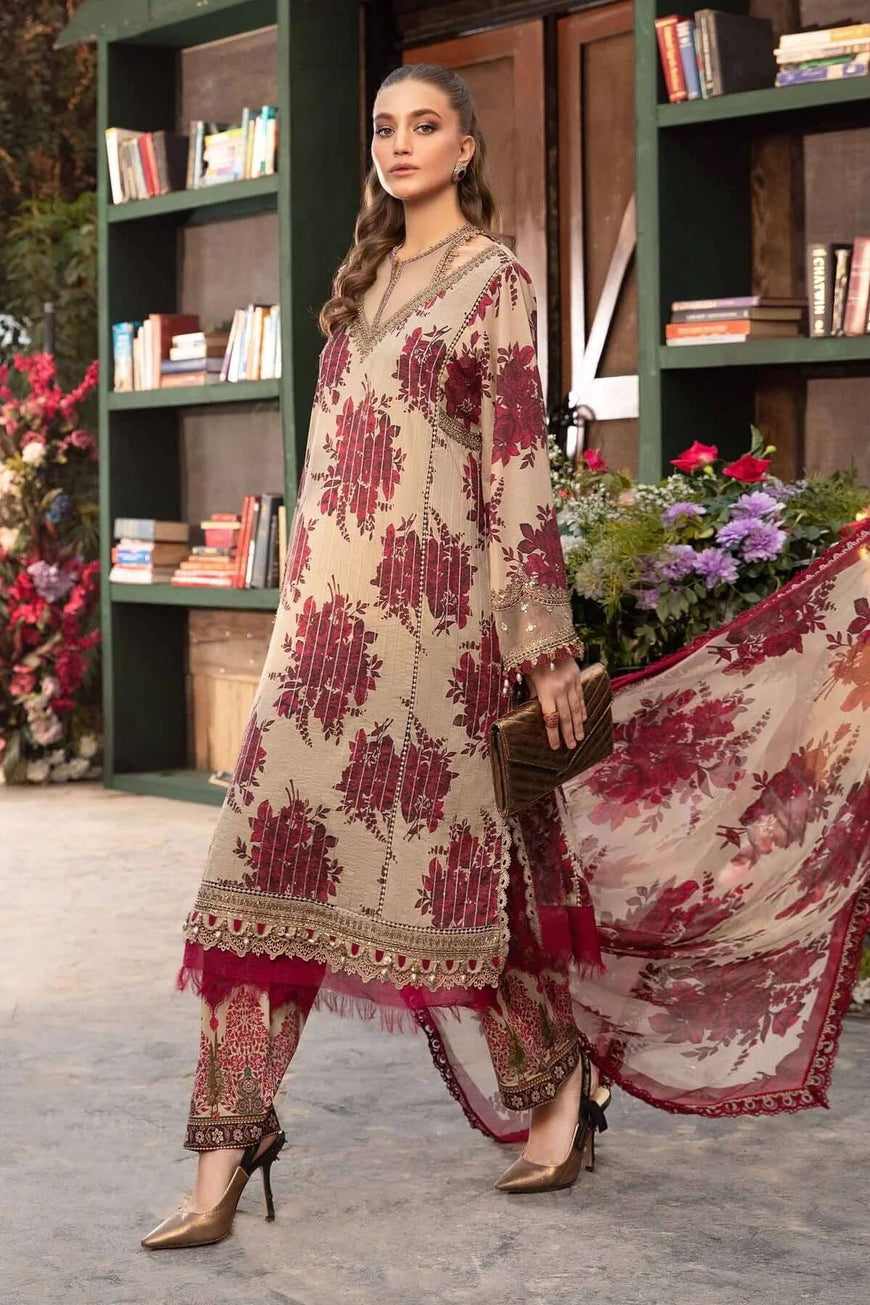 MB 73-3 Piece Unstitched Digital Printed Lawn Suit ( Printed Monaar Zari Dupatta )