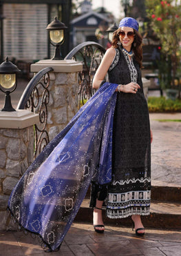 MB 311B-3 Piece - Unstitched Fully Embroided Lawn Silk Duppatta