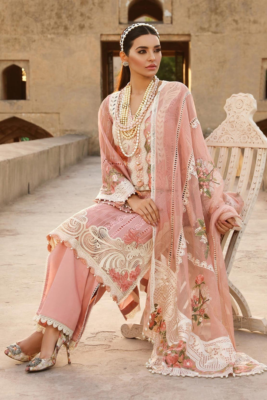 CR 28 -Lawn Stuff 3 Piece Fully Embroidered With Organza Fully Embroidered Dupatta Extra Patches